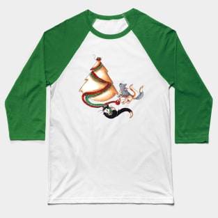 Christmas Cat Tree Baseball T-Shirt